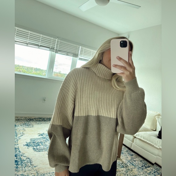 Color Block Turtle Neck Sweater - Picture 2 of 2